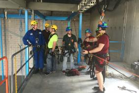Students are beginning to work on SPRAT certification at rope access training facility
