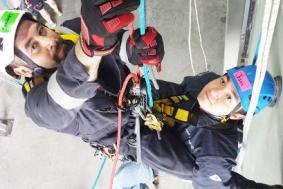 Students working together on rope access training
