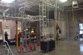 Inside a rope access training facility